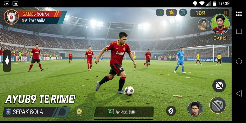 Tampilan antarmuka AYU89 yang menarik untuk permainan Sepak Bola.