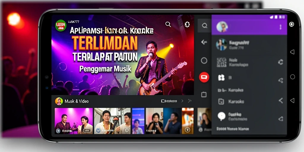 Antarmuka aplikasi LUSA777 yang sederhana dan menarik untuk karaoke.