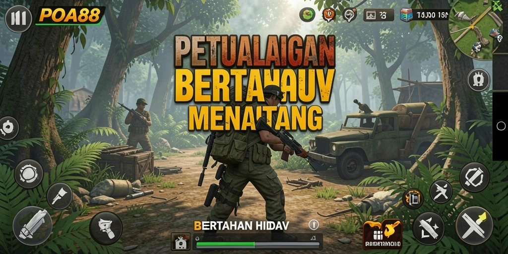 Antarmuka menampilkan elemen bertahan hidup yang menarik dan intuitif.