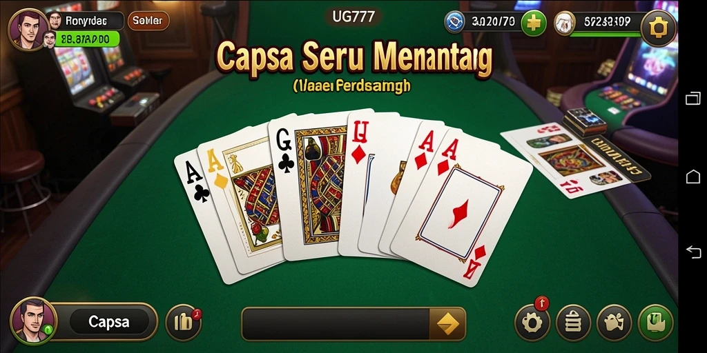 Antarmuka permainan Capsa yang menarik dan interaktif.